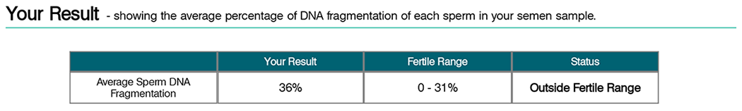 Exact Report Table showing Average Percentage of DNA Fragmentation